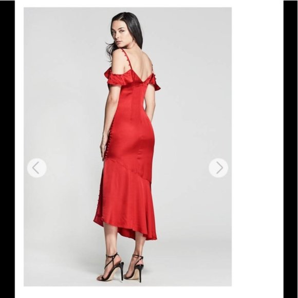 marciano $300 covered button red maxi dress - Picture 4 of 4